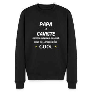 papa et caviste papa plus cool - Pull Premium bio Homme - noir - Devant - Nico (187cm)