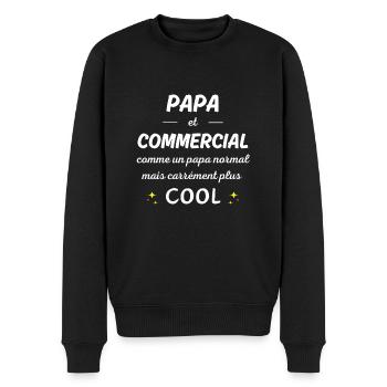 papa et commercial papa plus cool - Pull Premium bio Homme - noir - Devant - Nico (187cm)