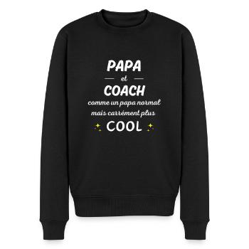 papa et coach papa plus cool - Pull Premium bio Homme - noir - Devant - Nico (187cm)