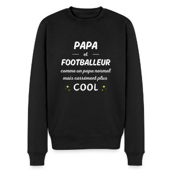 papa et footballeur papa normal plus cool - Pull Premium bio Homme - noir - Devant - Nico (187cm)