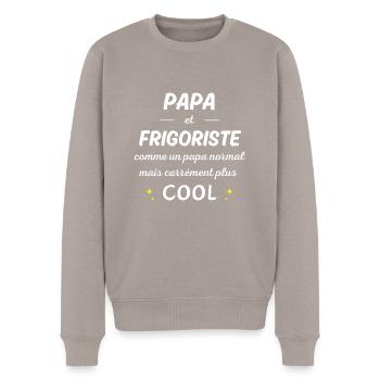 papa et frigoriste papa normal plus cool - Pull Premium bio Homme - taupe - Devant - Nico (187cm)