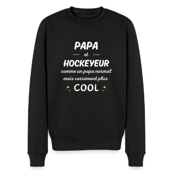papa et hockeyeur papa plus cool - Pull Premium bio Homme - noir - Devant - Nico (187cm)