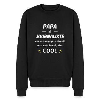 papa et journaliste papa plus cool - Pull Premium bio Homme - noir - Devant - Nico (187cm)