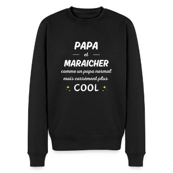 papa et maraicher papa normal plus cool - Pull Premium bio Homme - noir - Devant - Nico (187cm)