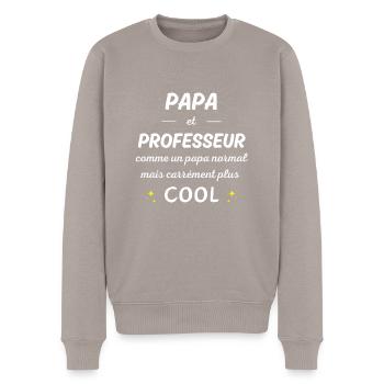 papa et professeur papa normal plus cool - Pull Premium bio Homme - taupe - Devant - Nico (187cm)