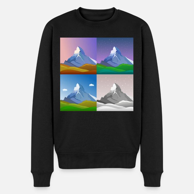 bunte Berge, Matterhorn, Schweiz, Alpen, alps - Männer Premium Bio Pullover - Schwarz