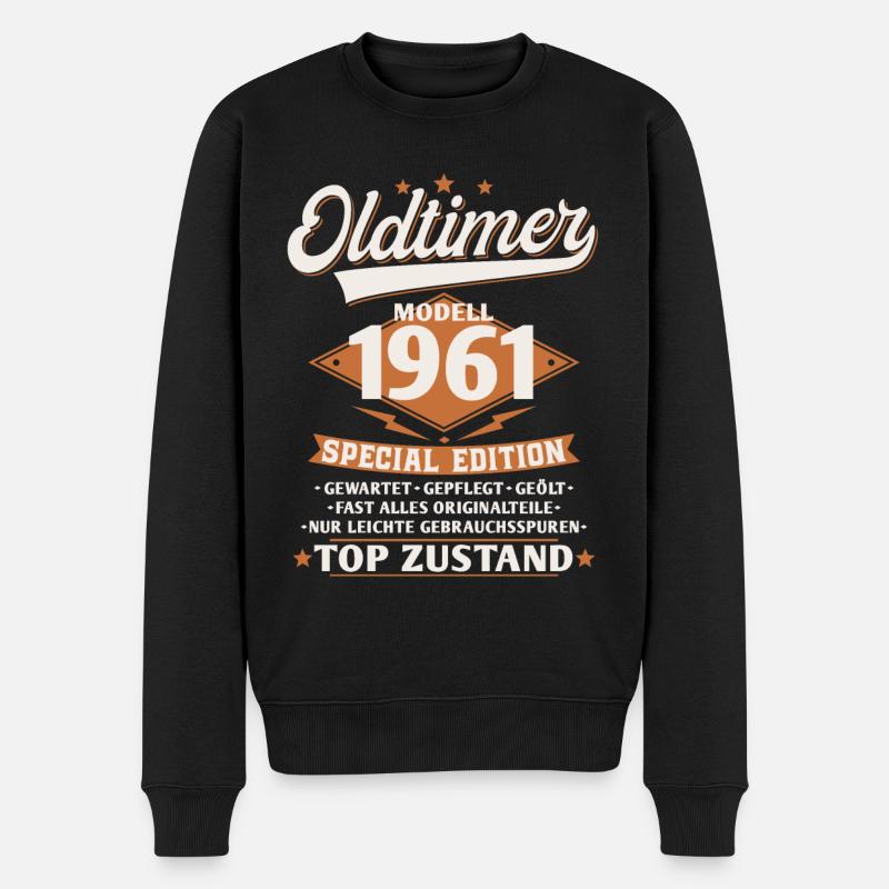 Baujahr 1961 Oldtimer Geburtstag Spruch 60 - Männer Premium Bio Pullover - Schwarz