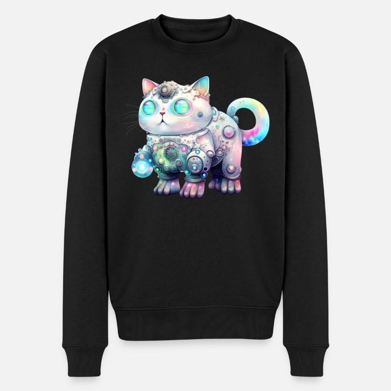 Kawaii Roboter Katze - Männer Premium Bio Pullover - Schwarz