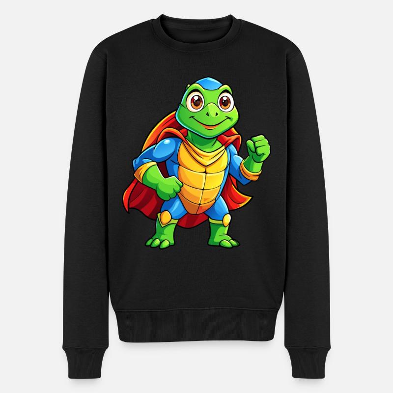 Mega süße Superheld-Schildkröte - Männer Premium Bio Pullover - Schwarz