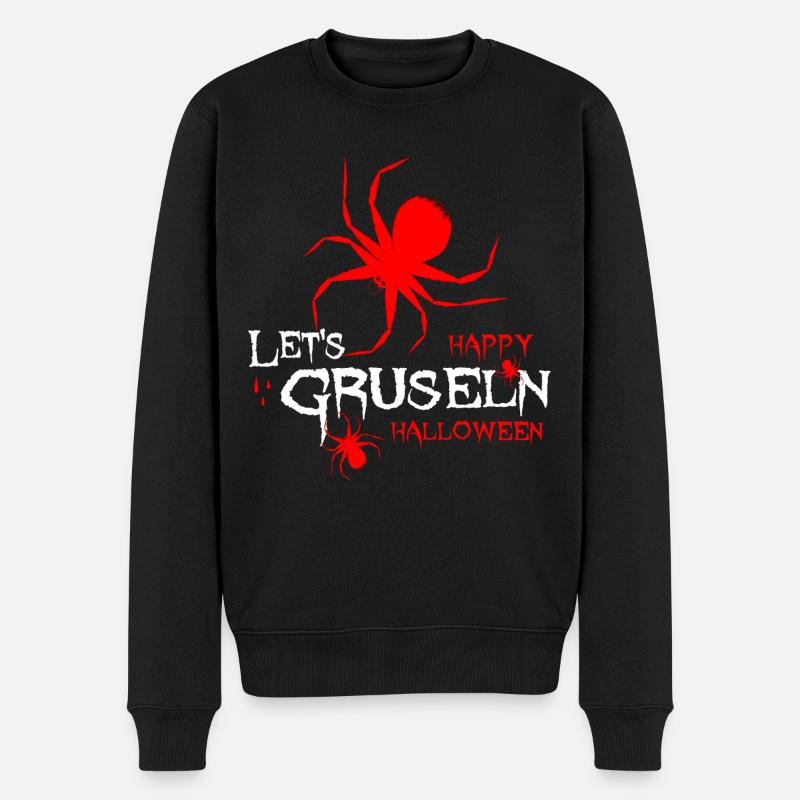 Halloween araignée temps effrayant - Pull Premium bio Homme - noir