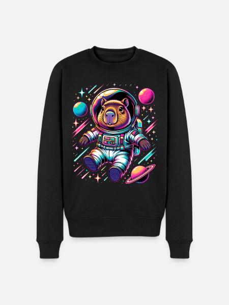 Capybaras Cute Capybara Astronaut - Men's Premium Organic Jumper - black