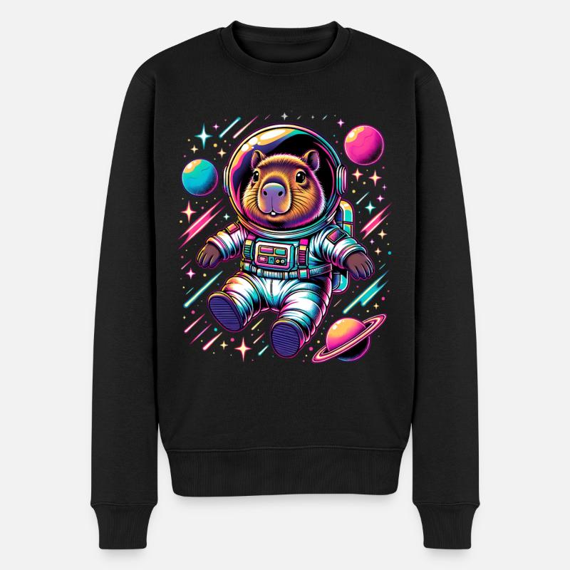 Capybaras Mignon Capybara Astronaute - Pull Premium bio Homme - noir