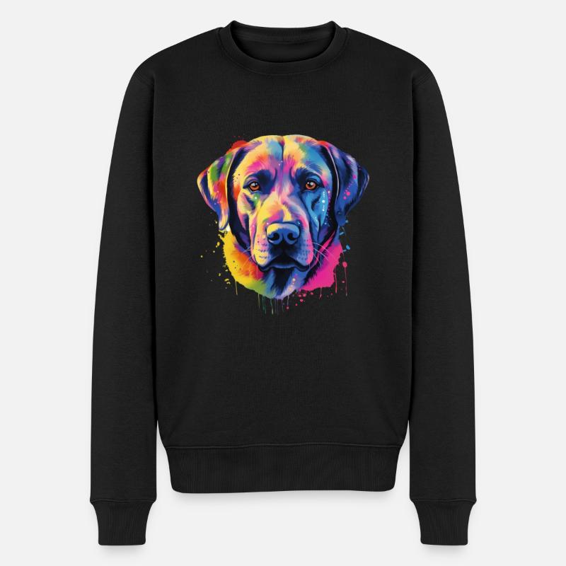 Cooler und bunter Labrador Retriever Hund - Männer Premium Bio Pullover - Schwarz