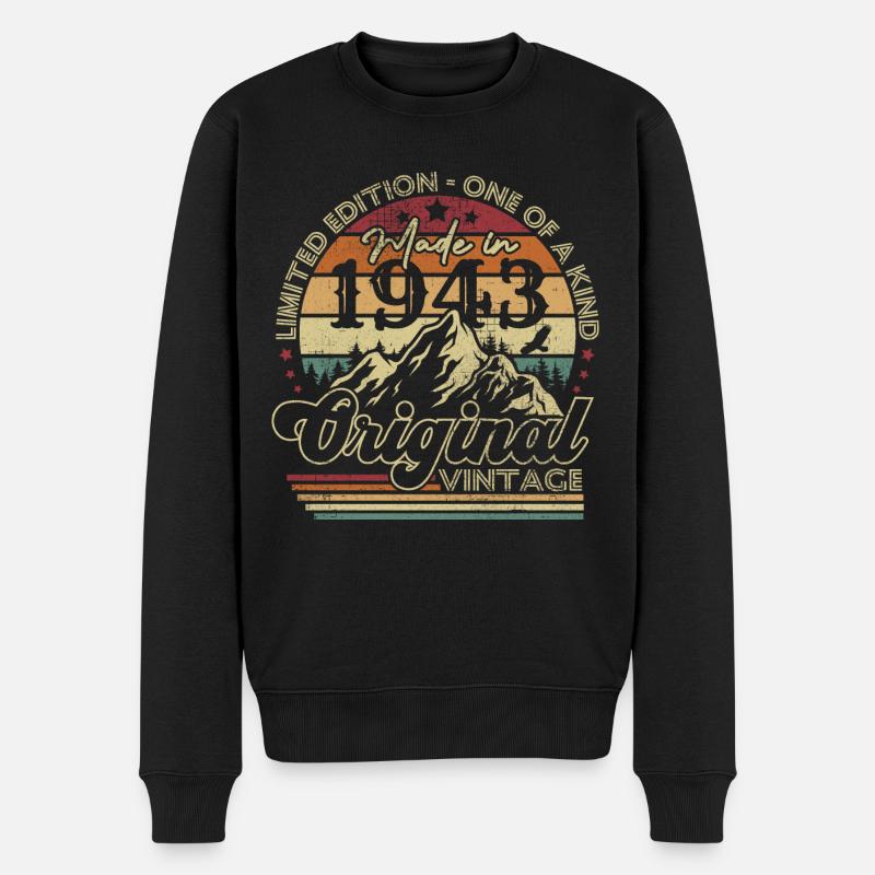 Original 1943 vintage anniversaire rétro 1943 - Pull Premium bio Homme - noir