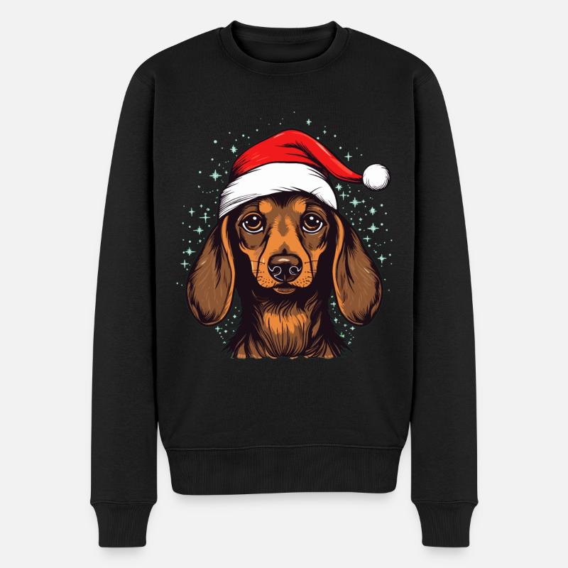 Dackel Weihnachten Christmas - Männer Premium Bio Pullover - Schwarz