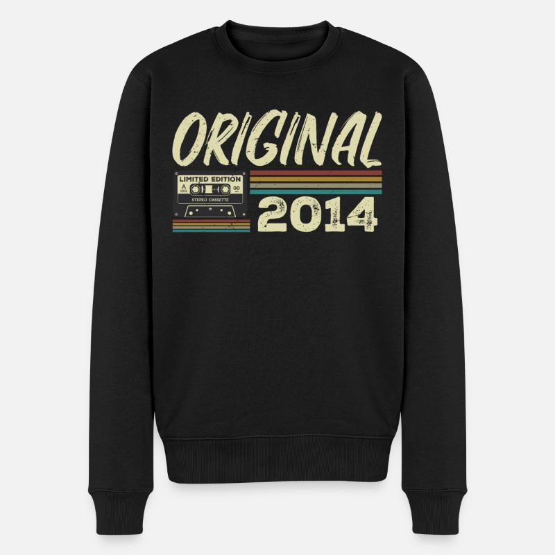 Original 2014 Retro Geburtstagsgeschenk geboren im Jahr 2014 - Männer Premium Bio Pullover - Schwarz