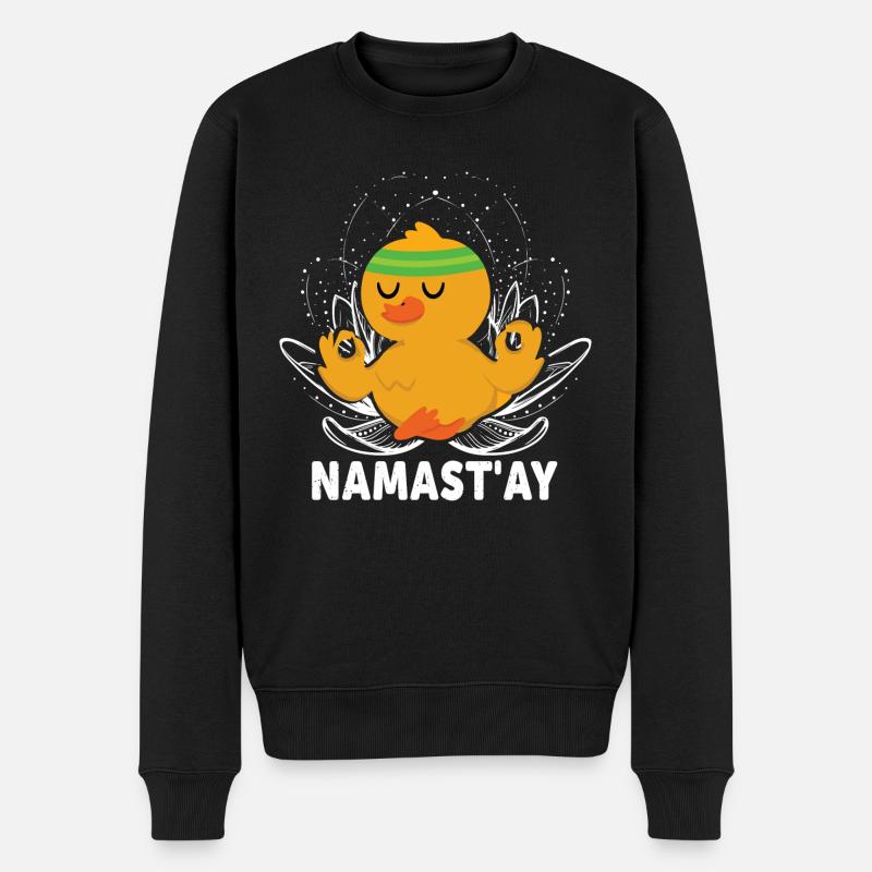 Lustige Namaste Yoga Ente - Männer Premium Bio Pullover - Schwarz