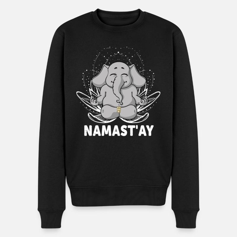 lustiger Namaste Yoga Elefant - Männer Premium Bio Pullover - Schwarz