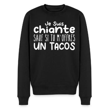 Frau, die liebt: Tacos. Lustiger Design-Humor - Männer Premium Bio Pullover - Schwarz - Vorne - Nico (187cm)