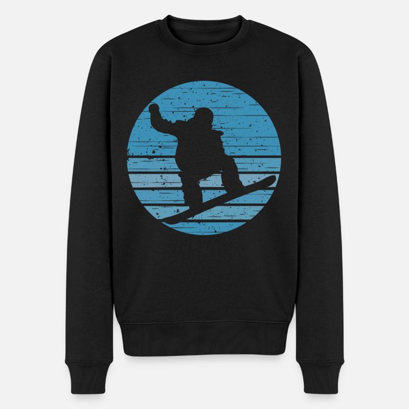 Cooler Snowboarder Vintage Snowboard Boarden Retro - Männer Premium Bio Pullover - Schwarz