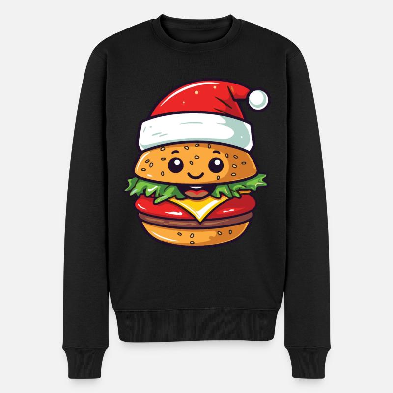 Burger Weihnachten Comic - Männer Premium Bio Pullover - Schwarz