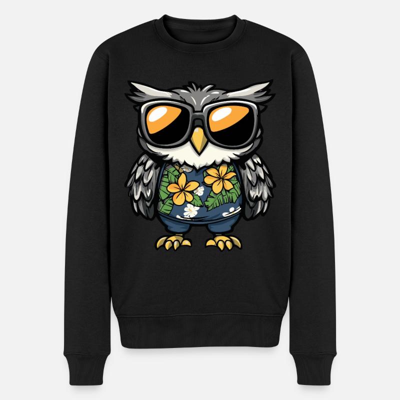 Eule Comic Lustig Sommer - Männer Premium Bio Pullover - Schwarz