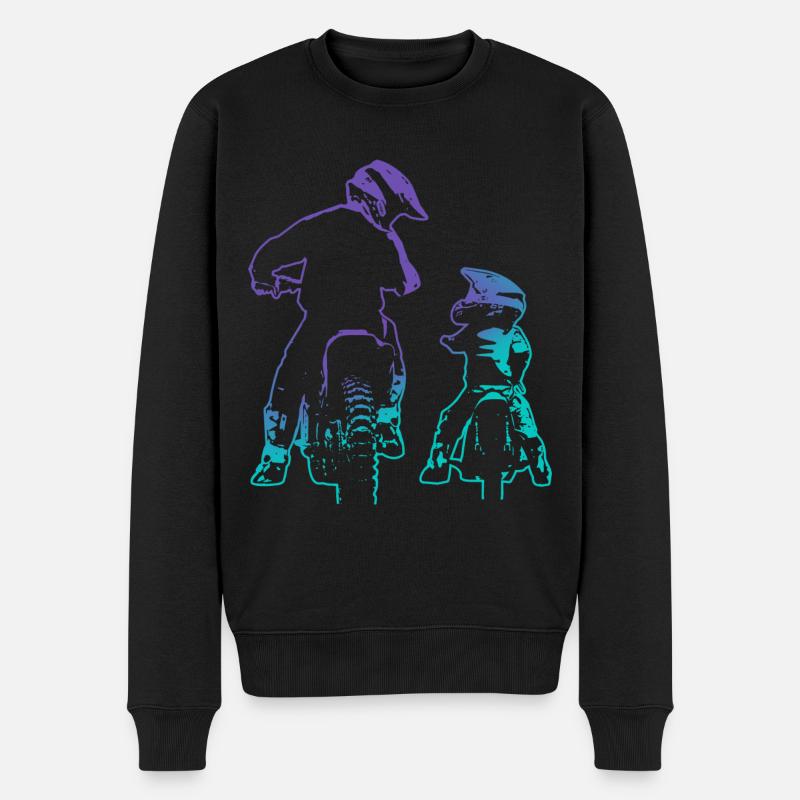 Dirt Bike Papa Sohn Motocross - Männer Premium Bio Pullover - Schwarz
