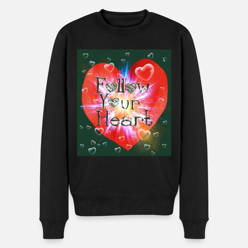 Folge deinem Herzen - Männer Premium Bio Pullover - Schwarz