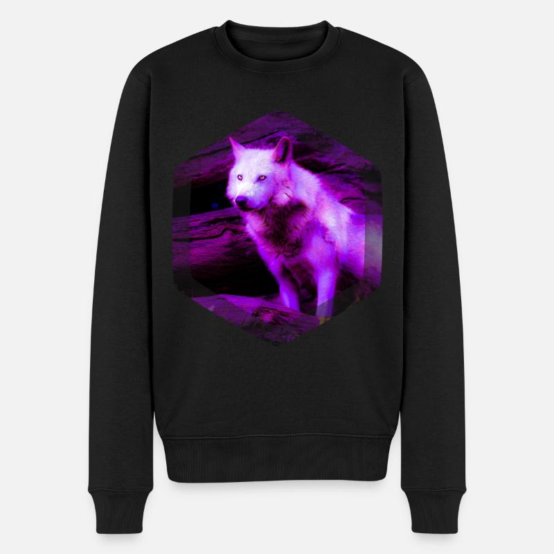 wolf - Männer Premium Bio Pullover - Schwarz