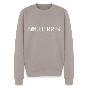 Bauherrin | Hauskauf | Eigenheim | Umzug - Männer Premium Bio Pullover - Taupe - Vorne - Nico (187cm)