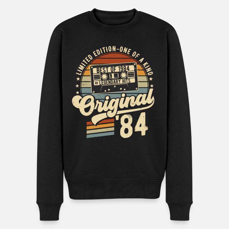1984 Jahrgang Vintage Retro Geburtstag Geschenk - Männer Premium Bio Pullover - Schwarz