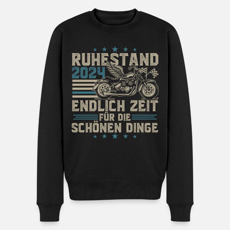 Ruhestand 2024 Rentner Motorrad Motorradfahrer - Männer Premium Bio Pullover - Schwarz