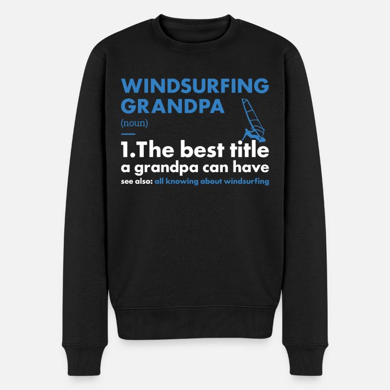 Sport Grandpa Windsurfing - Männer Premium Bio Pullover - Schwarz