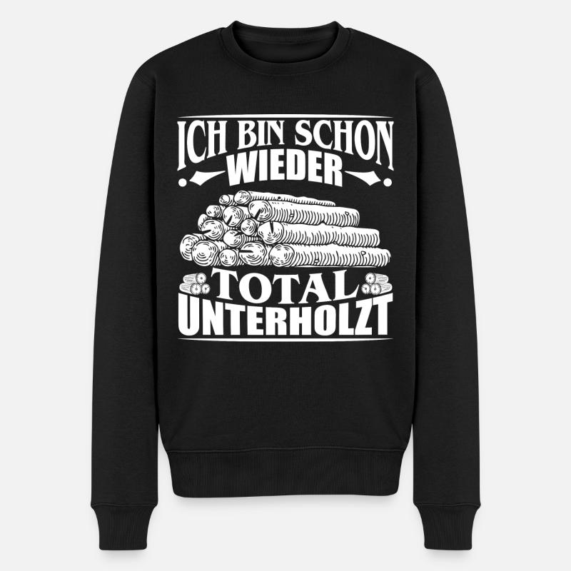 HOLZ SÄGE KETTENSÄGE GESCHENK WALD FÖRSTER BERUF - Männer Premium Bio Pullover - Schwarz