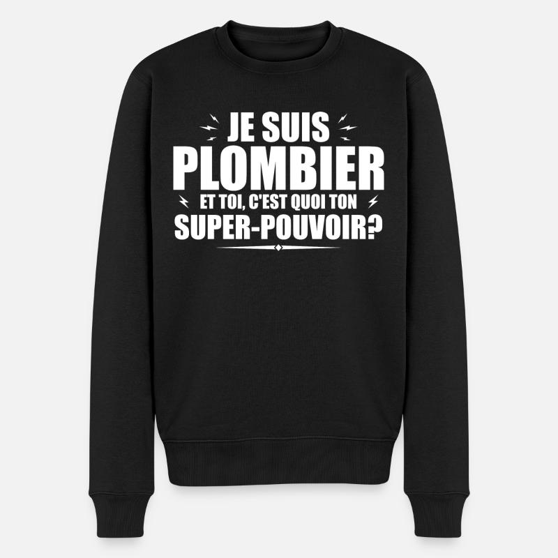 Ich bin Klempner. Was ist deine Superkraft? - Männer Premium Bio Pullover - Schwarz