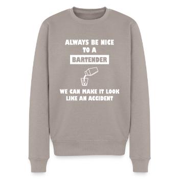 Bartender Barmaneper humor - Pull Premium bio Homme - taupe - Devant - Nico (187cm)