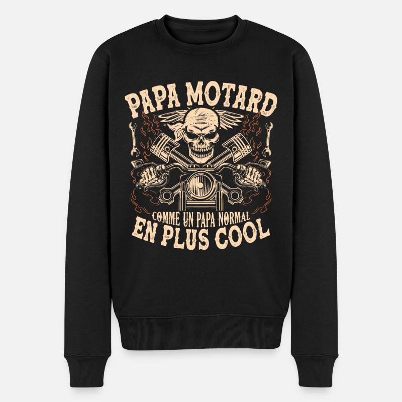 Papa Motard Comme Un Papa Normal En Plus Cool - Pull Premium bio Homme - noir
