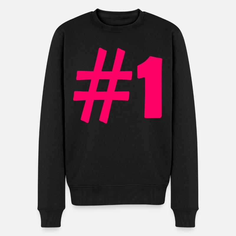 #1 - Männer Premium Bio Pullover - Schwarz