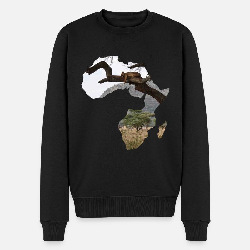 Afrika Madagaskar Serengeti Löwe - Männer Premium Bio Pullover - Schwarz
