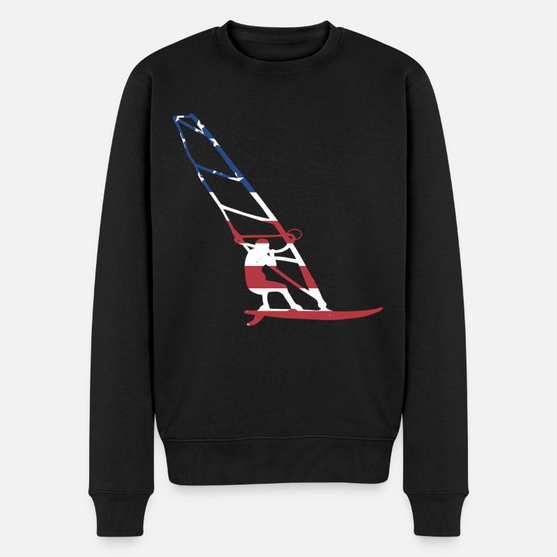 Sport Us Flag Windsurfing - Männer Premium Bio Pullover - Schwarz