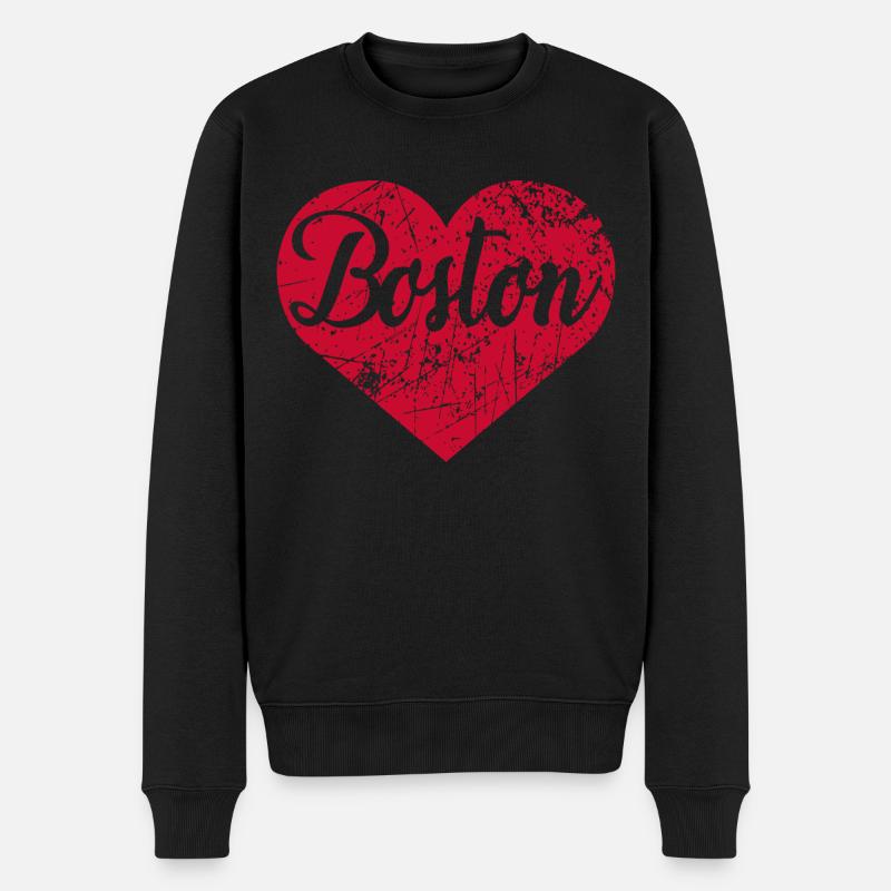 Boston Herz - Männer Premium Bio Pullover - Schwarz