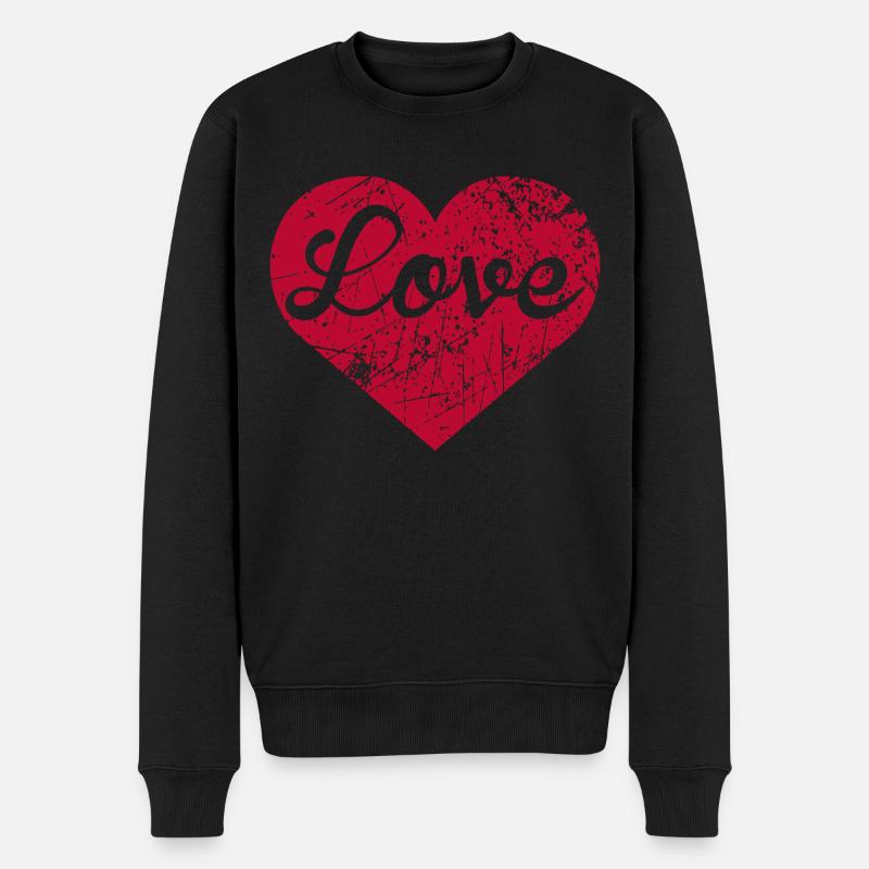 Love Heart - Männer Premium Bio Pullover - Schwarz