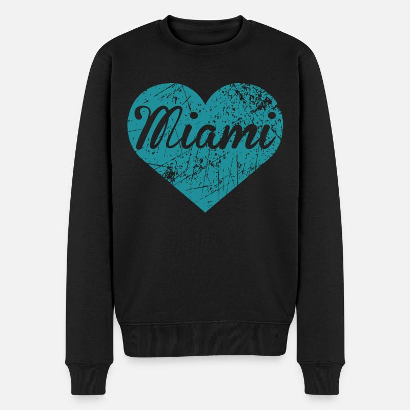 Miami Herz - Männer Premium Bio Pullover - Schwarz