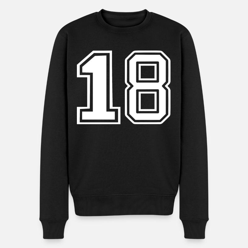 18 - Männer Premium Bio Pullover - Schwarz