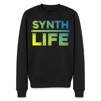Synth Life Blue Yellow Rework - Men's Premium Organic Jumper - black - Front - Nico (187cm)