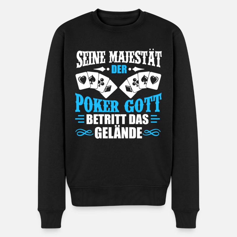 POKER GOTT / KARTEN / GAMBLE / HOBBY - Männer Premium Bio Pullover - Schwarz