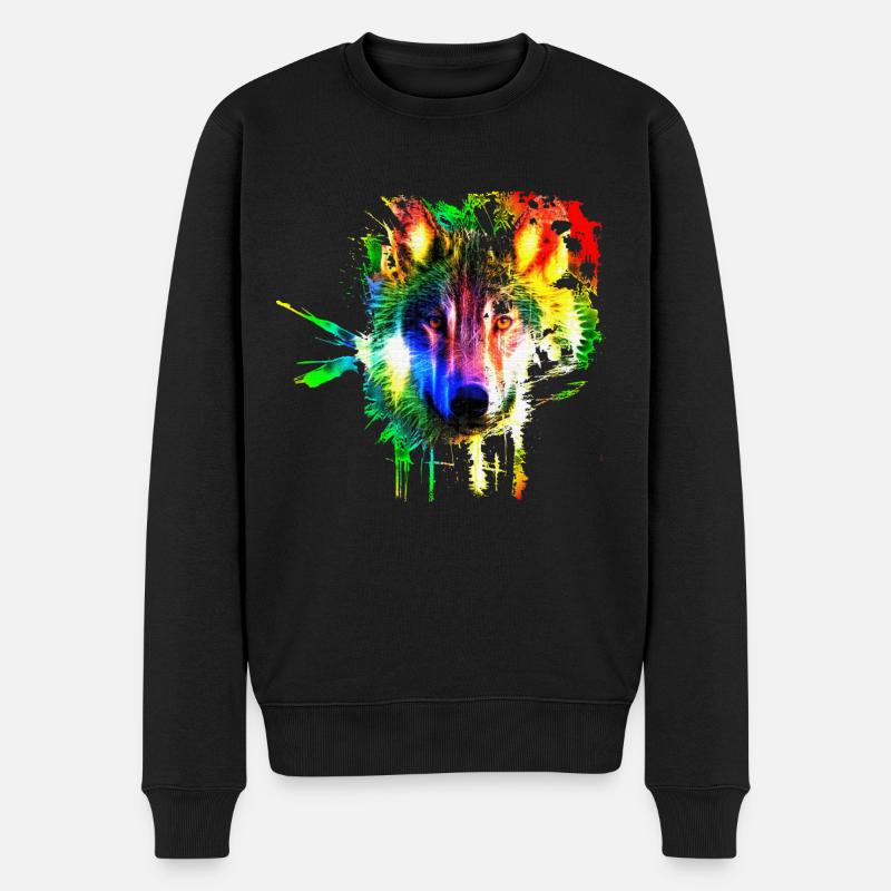 Wolf Splash Moderne - Pull Premium bio Homme - noir