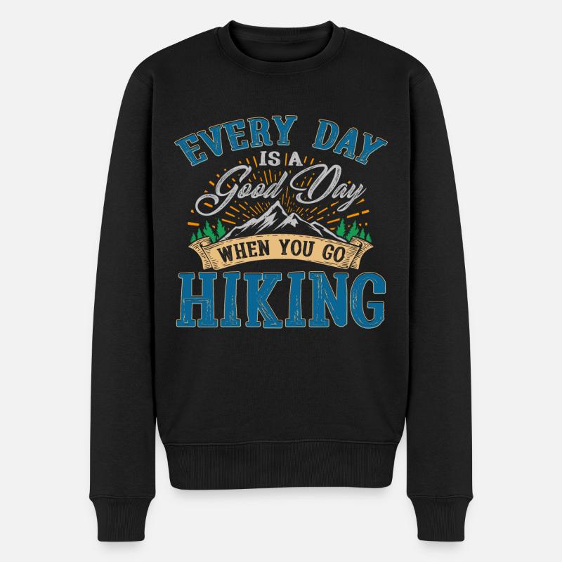 Wanderlust Wandern Naturliebhaber Geschenk - Männer Premium Bio Pullover - Schwarz
