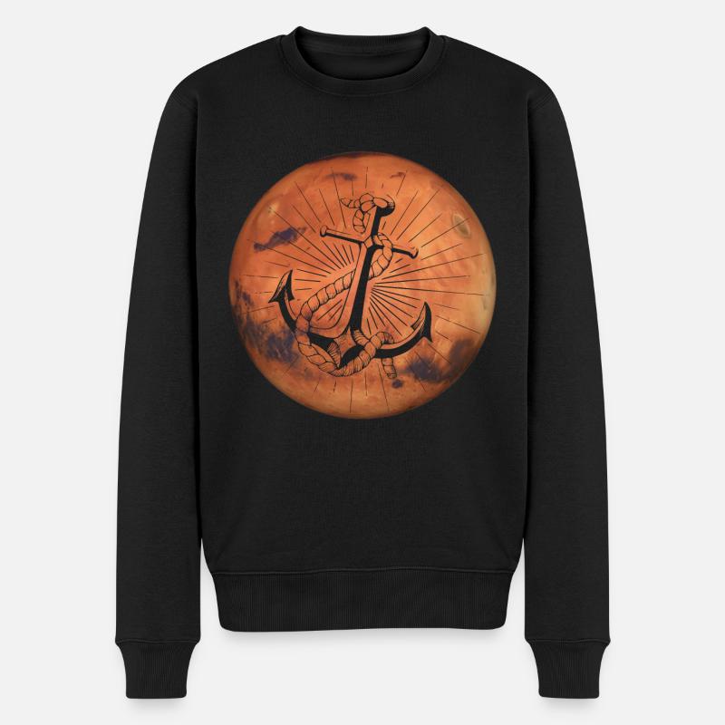 Crazy Mars - Anker - Männer Premium Bio Pullover - Schwarz
