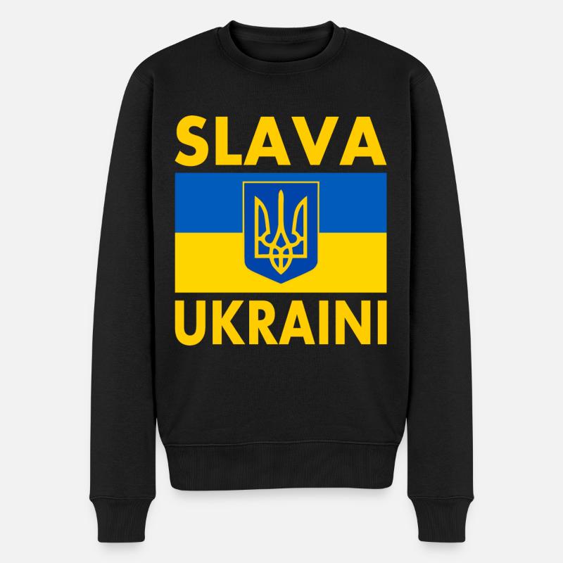 Slava ukraini - Männer Premium Bio Pullover - Schwarz